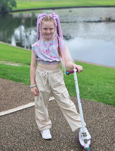 JiAmy Girls Cargo Pants Elastic High Waist Drawstring Pants Jogger Trousers Casual Loose with Pockets 6-14Y in Saudi Arabia