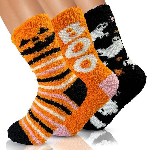 TEHOOK 4 Times Thicker Fuzzy Socks, Fall Autumn Halloween Thanksgiving Socks, Stocking Stuffers Christmas Gifts for Women, Cozy Fluffy Soft Warm Winter Socks in Saudi Arabia