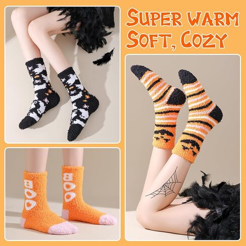 TEHOOK 4 Times Thicker Fuzzy Socks, Fall Autumn Halloween Thanksgiving Socks, Stocking Stuffers Christmas Gifts for Women, Cozy Fluffy Soft Warm Winter Socks in Saudi Arabia