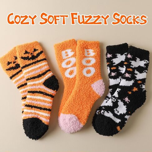 TEHOOK 4 Times Thicker Fuzzy Socks, Fall Autumn Halloween Thanksgiving Socks, Stocking Stuffers Christmas Gifts for Women, Cozy Fluffy Soft Warm Winter Socks in Saudi Arabia