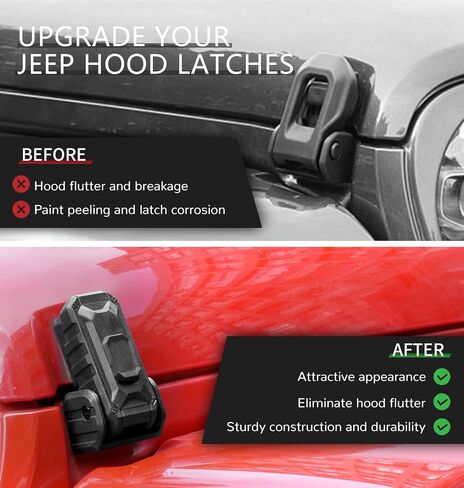 مزلاج غطاء محرك مع مفاتيح ، ومقاطع غطاء محرك السيارة لعام 2018-2025 Jeep Wrangler JL JLU 4XE Jeep Gladiator JT ، وملحقات القفل المضاد للسرقة ، والأناقة المعدلة على الطرق الوعرة ، وزوج واحد ، أسود غير لامع in Kuwait