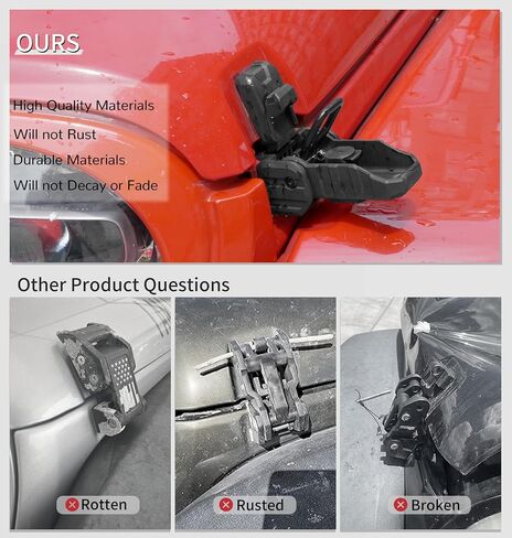 مزلاج غطاء محرك مع مفاتيح ، ومقاطع غطاء محرك السيارة لعام 2018-2025 Jeep Wrangler JL JLU 4XE Jeep Gladiator JT ، وملحقات القفل المضاد للسرقة ، والأناقة المعدلة على الطرق الوعرة ، وزوج واحد ، أسود غير لامع in Kuwait