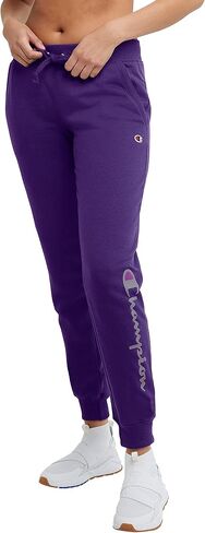 Champion Women's Powerblend Fleece Joggers with Foil Script Logo, Black-586P9A, X-Large in Saudi Arabia