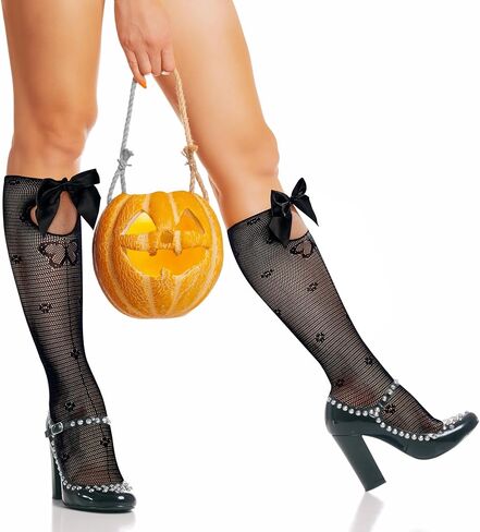 Benefeet Sox Fishnet Knee Highs Stockings with Bow Women Girls Black White Lace Knee High Socks Hollow Out Trouser Socks in Saudi Arabia