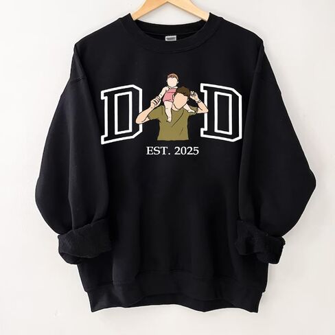 GODMERCH Personalized Dad Sweatshirt Custom Fathers Day Photo Sweatshirt Gifts For Dad Daddy Fathers Day New Dad Gifts in Kuwait