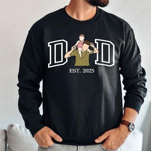 GODMERCH Personalized Dad Sweatshirt Custom Fathers Day Photo Sweatshirt Gifts For Dad Daddy Fathers Day New Dad Gifts in Kuwait