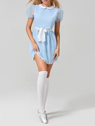 Alyweatry Halloween Creepy Grady Twins Costume for Women Blue Babydoll Dress the Shining Twins Assume Halloween in Kuwait