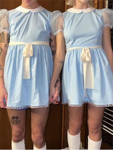 Alyweatry Halloween Creepy Grady Twins Costume for Women Blue Babydoll Dress the Shining Twins Assume Halloween in Kuwait