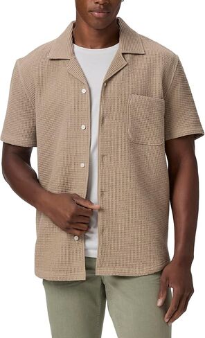 PAIGE Men's Agoura Short Sleeve Waffle Button Up Shirt in Saudi Arabia