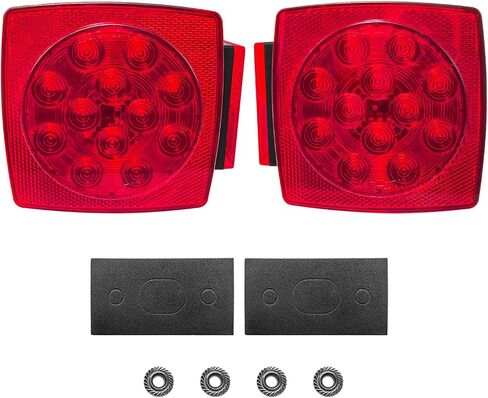 12V LED LED Submersible Trailer Lights - مجموعة متوافقة مع DOT لأقل من 80 بوصة مقطورة فائدة القوارب ، RV ، الثلج ، تشمل أضواء لوحة الذيل وترخيص ... (مجموعة الضوء) in Kuwait