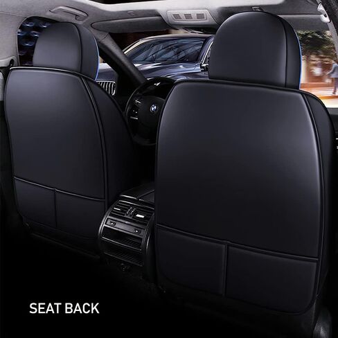 Luxury 2 Seats Car Seat Covers Protectors for Kia 1999-2025 95% Models, Back Storage Bag Design & Headrest Pillow & Lumbar Support Black & Blue Line in Saudi Arabia