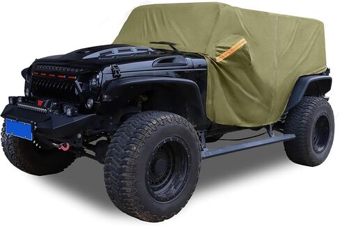 غطاء السيارة مقاوم للماء كل الطقس مع سحاب باب السائق لجيب Wrangler JK JL 4 Door 2007-2021 / غطاء خارجي كامل / متين 210D Oxford Cloth / 1PCS Navy Blue in Kuwait