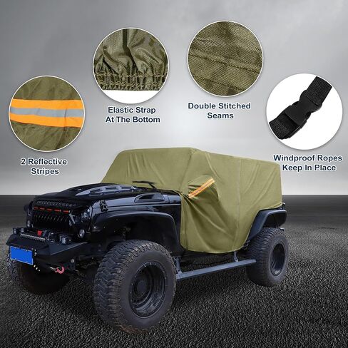 غطاء السيارة مقاوم للماء كل الطقس مع سحاب باب السائق لجيب Wrangler JK JL 4 Door 2007-2021 / غطاء خارجي كامل / متين 210D Oxford Cloth / 1PCS Navy Blue in Kuwait
