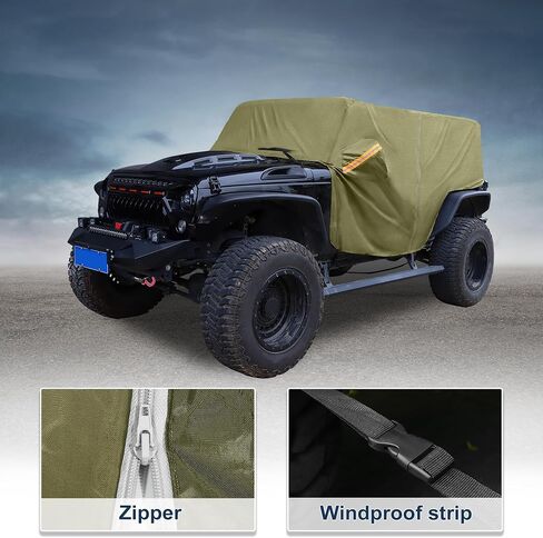 غطاء السيارة مقاوم للماء كل الطقس مع سحاب باب السائق لجيب Wrangler JK JL 4 Door 2007-2021 / غطاء خارجي كامل / متين 210D Oxford Cloth / 1PCS Navy Blue in Kuwait