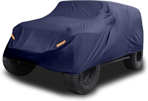 غطاء السيارة مقاوم للماء كل الطقس مع سحاب باب السائق لجيب Wrangler JK JL 4 Door 2007-2021 / غطاء خارجي كامل / متين 210D Oxford Cloth / 1PCS Navy Blue in Kuwait