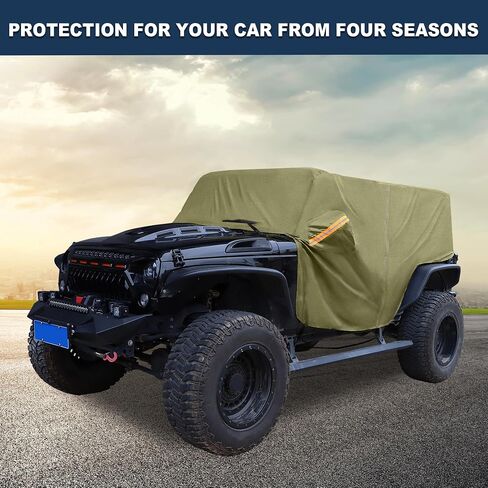 غطاء السيارة مقاوم للماء كل الطقس مع سحاب باب السائق لجيب Wrangler JK JL 4 Door 2007-2021 / غطاء خارجي كامل / متين 210D Oxford Cloth / 1PCS Navy Blue in Kuwait