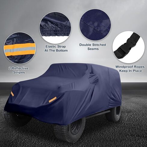 غطاء السيارة مقاوم للماء كل الطقس مع سحاب باب السائق لجيب Wrangler JK JL 4 Door 2007-2021 / غطاء خارجي كامل / متين 210D Oxford Cloth / 1PCS Navy Blue in Kuwait