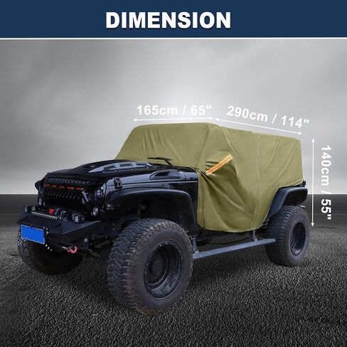 غطاء السيارة مقاوم للماء كل الطقس مع سحاب باب السائق لجيب Wrangler JK JL 4 Door 2007-2021 / غطاء خارجي كامل / متين 210D Oxford Cloth / 1PCS Navy Blue in Kuwait