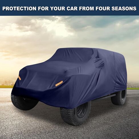 غطاء السيارة مقاوم للماء كل الطقس مع سحاب باب السائق لجيب Wrangler JK JL 4 Door 2007-2021 / غطاء خارجي كامل / متين 210D Oxford Cloth / 1PCS Navy Blue in Kuwait