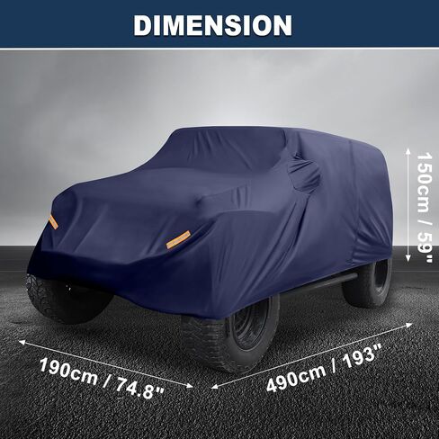 غطاء السيارة مقاوم للماء كل الطقس مع سحاب باب السائق لجيب Wrangler JK JL 4 Door 2007-2021 / غطاء خارجي كامل / متين 210D Oxford Cloth / 1PCS Navy Blue in Kuwait