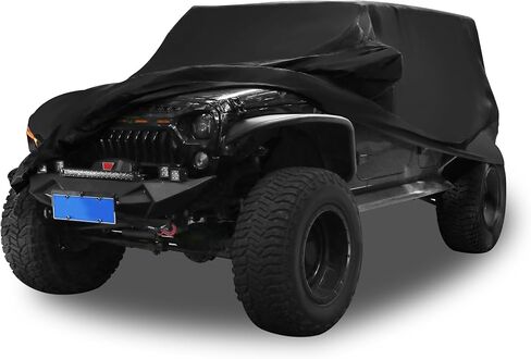 Car Cover Waterproof All Weather with Driver Door Zipper for Jeep Wrangler JK JL 4 Door 2007-2021 / Full Exterior Cover/Durable 210D Oxford Cloth / 1Pcs Navy Blue in Saudi Arabia