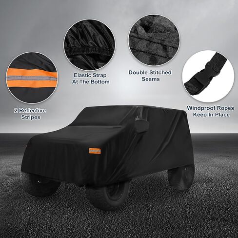 Car Cover Waterproof All Weather with Driver Door Zipper for Jeep Wrangler JK JL 4 Door 2007-2021 / Full Exterior Cover/Durable 210D Oxford Cloth / 1Pcs Navy Blue in Saudi Arabia