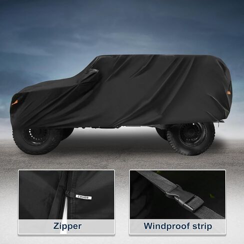 Car Cover Waterproof All Weather with Driver Door Zipper for Jeep Wrangler JK JL 4 Door 2007-2021 / Full Exterior Cover/Durable 210D Oxford Cloth / 1Pcs Navy Blue in Saudi Arabia