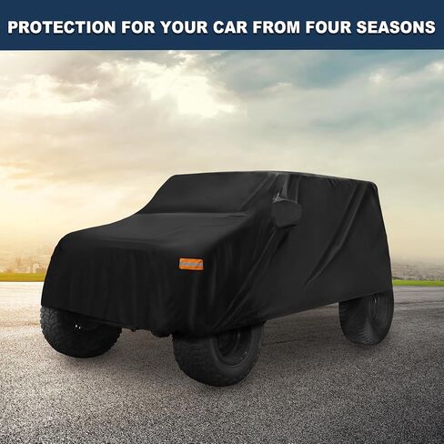 Car Cover Waterproof All Weather with Driver Door Zipper for Jeep Wrangler JK JL 4 Door 2007-2021 / Full Exterior Cover/Durable 210D Oxford Cloth / 1Pcs Navy Blue in Saudi Arabia