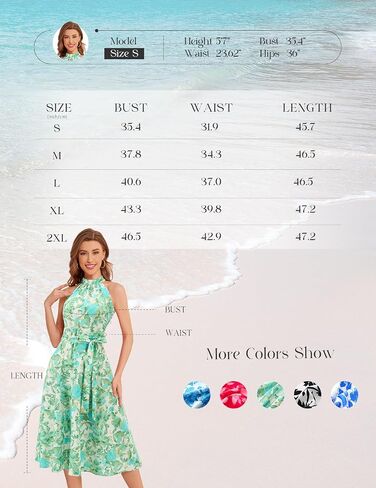 Bbonlinedress Women Halter Summer Floral Sundress Midi Casual Beach Vacation Flowy Boho 2025 Dress in Saudi Arabia