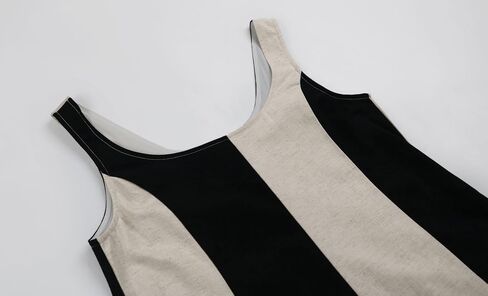 CHARTOU Women Summer Sleeveless Linen Dress Color Block Short Beach Vacation Tank Dress in Saudi Arabia