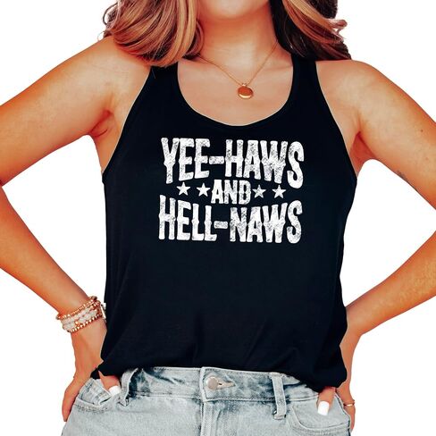 Yee Haws and Hell Naws Tank Top for Women and Teens Funny Country Western Summer Shirt in Saudi Arabia