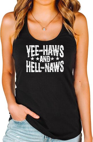 Yee Haws and Hell Naws Tank Top for Women and Teens Funny Country Western Summer Shirt in Saudi Arabia