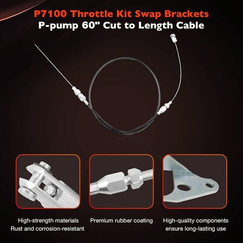 Universal P7100 Throttle Swap Kit مع 60 بوصة قابلة للتعديل كابل وتصاعد نوابض الإرجاع ، متوافقة مع دودج كامينز 5.9L محرك الديزل 12V 6BT in Saudi Arabia