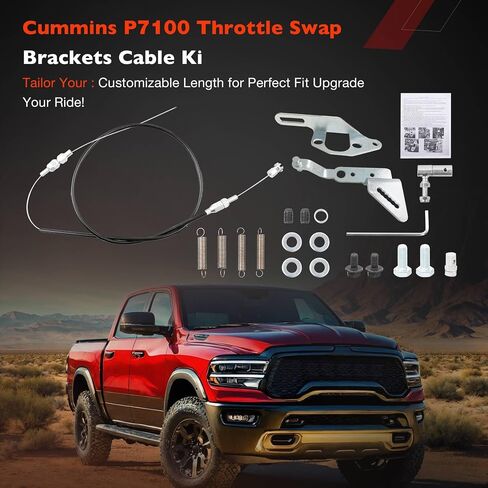 Universal P7100 Throttle Swap Kit مع 60 بوصة قابلة للتعديل كابل وتصاعد نوابض الإرجاع ، متوافقة مع دودج كامينز 5.9L محرك الديزل 12V 6BT in Saudi Arabia