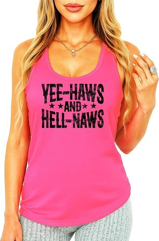 Yee Haws and Hell Naws Tank Top for Women and Teens Funny Country Western Summer Shirt in Saudi Arabia