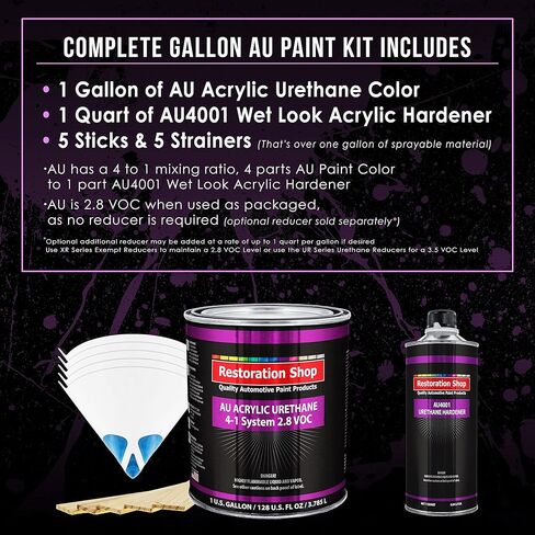 Restoration Shop - Dark Charcoal Metallic Acrylic Urethane Auto Paint - Complete Gallon Paint Kit - Professional Single Stage High Gloss Automotive, Car, Truck Coating, 4:1 Mix Ratio, 2.8 VOC in Saudi Arabia