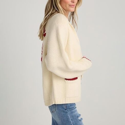 Women Lobster Sweater Cardigan Button Front Shawl Collar Chunky Knit Top with Pockets Fall Winter in Saudi Arabia