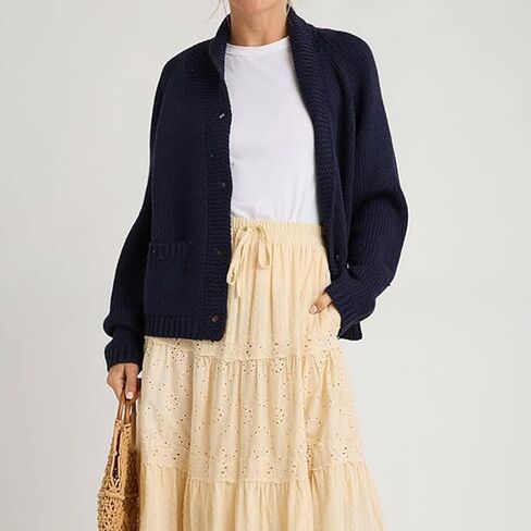 Women Lobster Sweater Cardigan Button Front Shawl Collar Chunky Knit Top with Pockets Fall Winter in Saudi Arabia