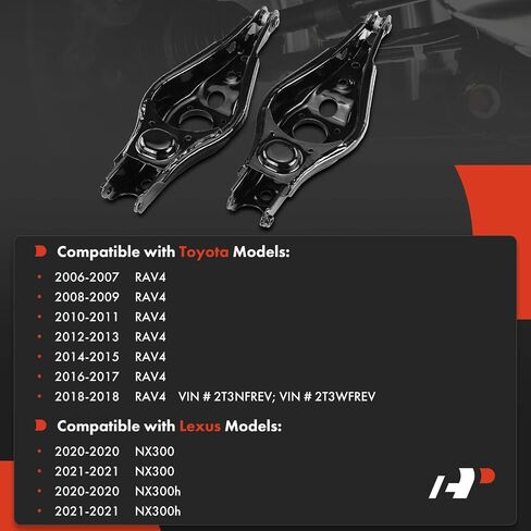 A-Premium 2 × ذراع التحكم الخلفي السفلي ، مع جلبة ، متوافقة مع Toyota RAV4 2006-2018 ، لكزس NX300 2020-2021 ، NX300H 2020-2021 in Saudi Arabia