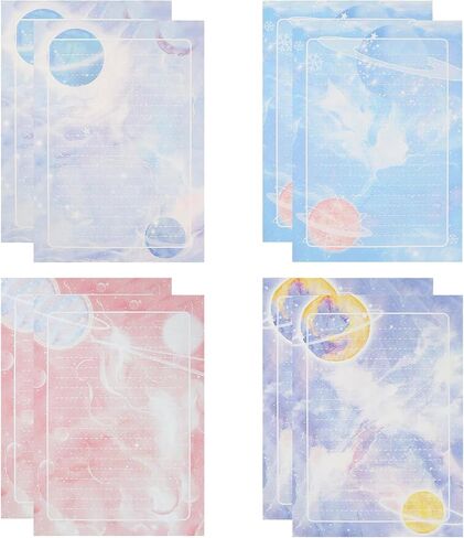 60 Lined Writing Stationery Paper, Beautiful Sky Designs for Writing Letter, Notes, Invitations, Craft, 4 Different Style (9.4 x 6.6") in Saudi Arabia