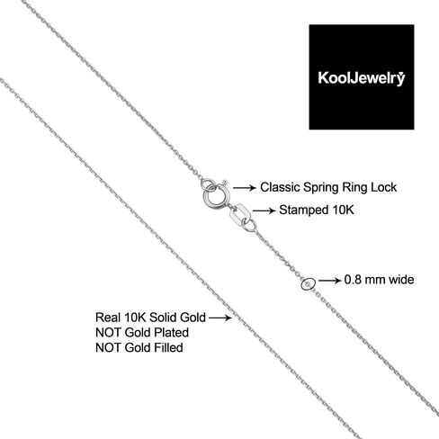 Kooljewelry 10k الذهب الأبيض 0.8 مم قلادة سلسلة الكابلات للنساء (16 ، 18 ، 20 ، 24 أو 30 بوصة) in Saudi Arabia