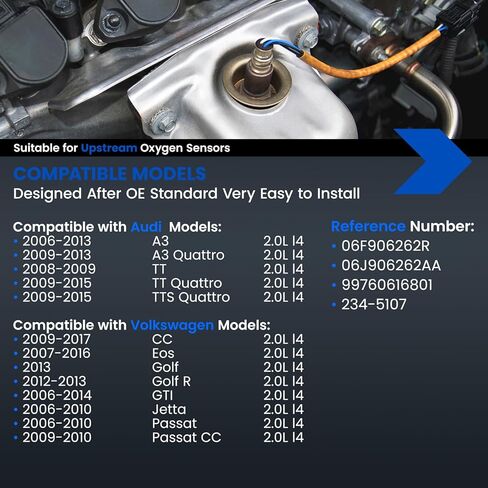 مستشعر Oxygen O2 234-5107 متوافق مع Audi 06-13 A3 ، TT ، TTS Quattro ، Accord ، Odyssey ، 06J906262AA APTEREAM PRESSIM SESSOR متوافق مع فولكس واجن CC ، GTI ، GTI ، JETTA ، PASSAT ، 1PCS ، in Saudi Arabia
