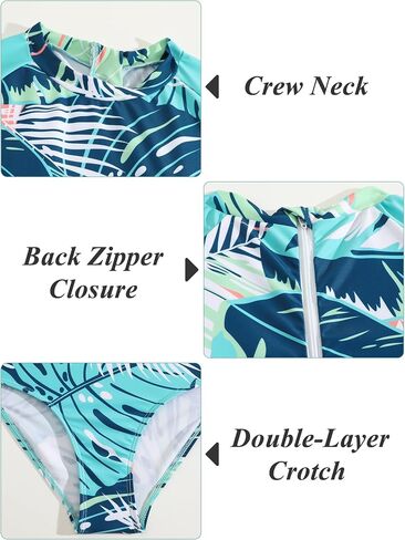 Seaur Girls Printed Rash Guard Swimsuits with Skirt Kids Kids Sun Protect Suits Szipper Swimwear UPF 50+ in Saudi Arabia