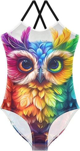 ALAZA Rainbow Cute Owl Girl’s Swimsuits Bathing Suit One Piece Beach Swimwear in Saudi Arabia
