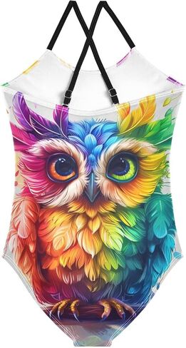 ALAZA Rainbow Cute Owl Girl’s Swimsuits Bathing Suit One Piece Beach Swimwear in Saudi Arabia