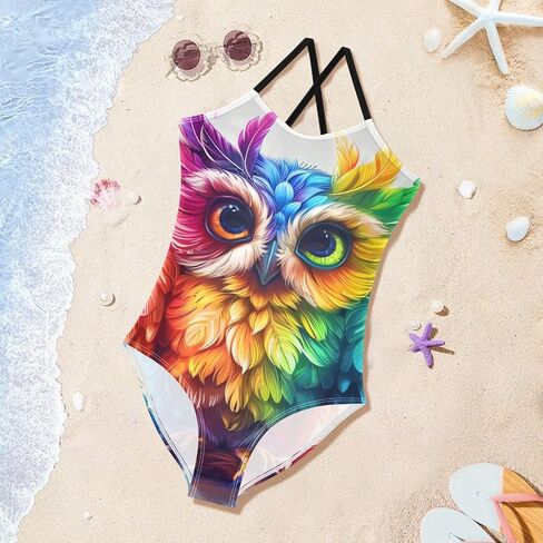 ALAZA Rainbow Cute Owl Girl’s Swimsuits Bathing Suit One Piece Beach Swimwear in Saudi Arabia