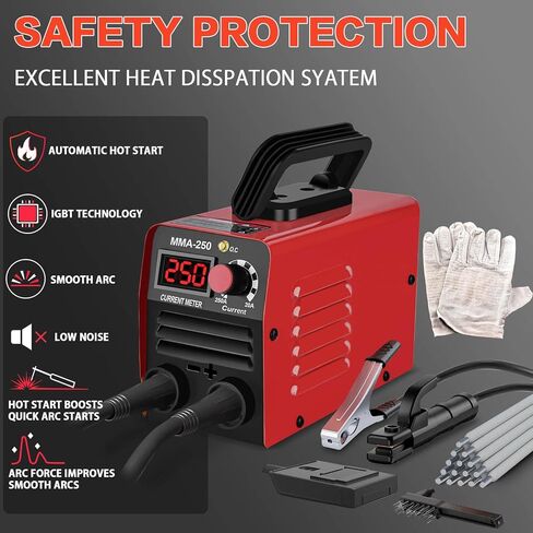 Super Mini Stick Welder Machine,110V 250A ARC Portable MMA Welding Machine for Beginners,Welding Machine with 10pcs Welding Rod Tools,IGBT Inverter Welder,Hot Start Arc Force Anti-stick in Saudi Arabia