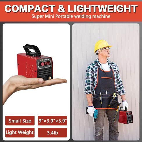 Super Mini Stick Welder Machine,110V 250A ARC Portable MMA Welding Machine for Beginners,Welding Machine with 10pcs Welding Rod Tools,IGBT Inverter Welder,Hot Start Arc Force Anti-stick in Saudi Arabia
