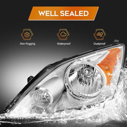 Headlight Assembly for GMC Sierra 1500 1999-2006 for GMC Sierra 1500 Classic 2007 for GMC Sierra 2500 1999-2004 Chrome Housing Amber Reflector Clear lens Driver and Passenger Side Headlamp in Kuwait