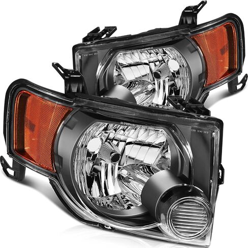 Headlight Assembly for GMC Sierra 1500 1999-2006 for GMC Sierra 1500 Classic 2007 for GMC Sierra 2500 1999-2004 Chrome Housing Amber Reflector Clear lens Driver and Passenger Side Headlamp in Kuwait